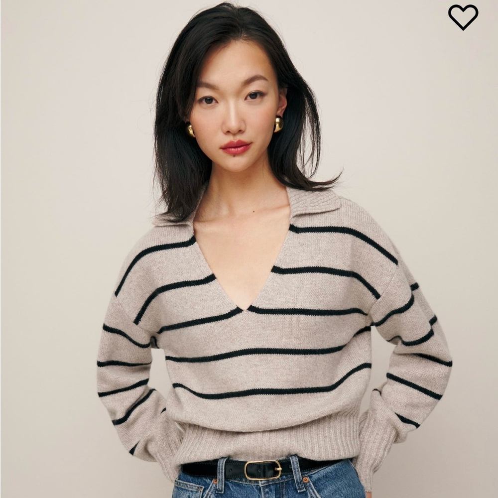 Reformation Gray and Black Striped Sweater
